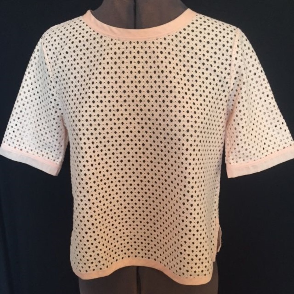 Banana Republic Peach Mesh/Eyelet Top XS